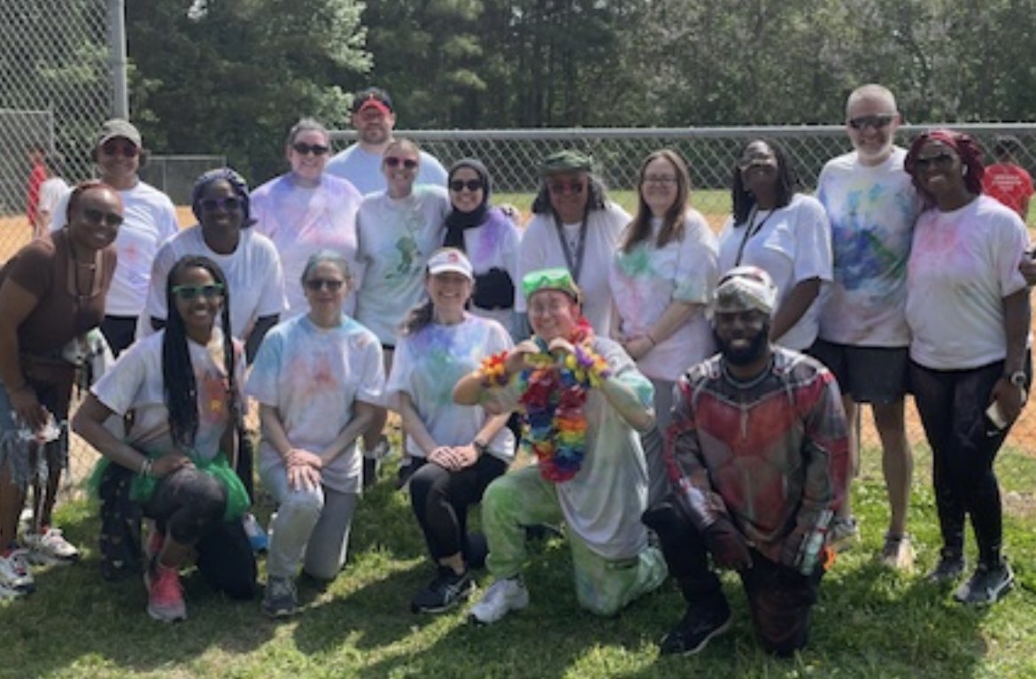 Thank you to our West Cary staff (missing a few)…who came out to support the 5th Annual Color Run #wcmsmakeithappen2023 #wcmsheartwork2023 #wcmspta #wcmscolorrun2024