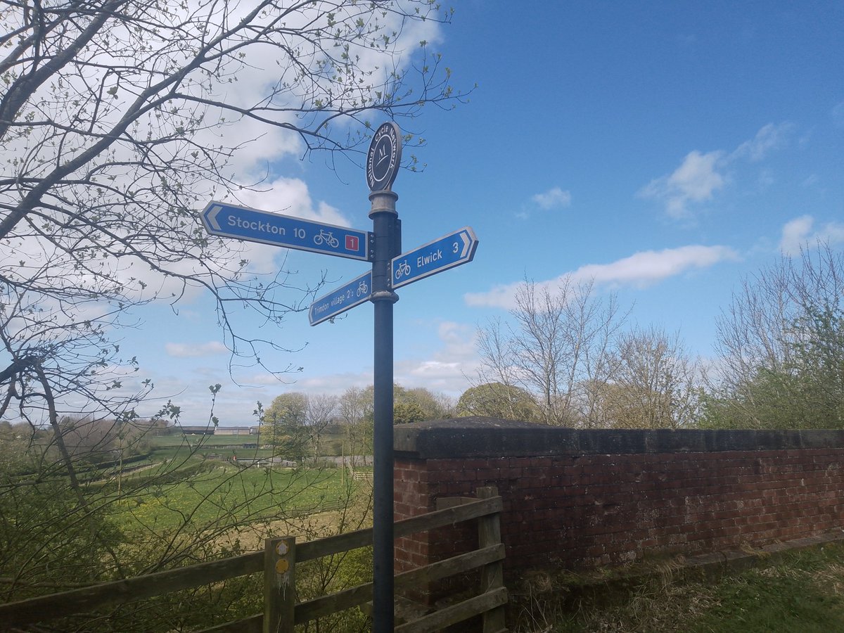 As we approach the bridge over Hurworth Burn Road, a signpost reminds us that, in addition to being on the Castle Eden Walkway, we are also travelling National Cycle Route 1.  

Route 1 is over 2,000km in length, stretching from Dover to Tain, in the highlands of Scotland