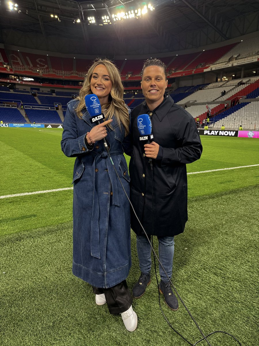 Can we take a moment to appreciate @Gilly_flaherty is going from pitch side with me at Lyon tonight to running the London marathon tomorrow 🫠 nutter What a second half from @OLfeminin in the first leg of their semi-final against PSG. Loved covering it for @DAZNWFootball #UWCL