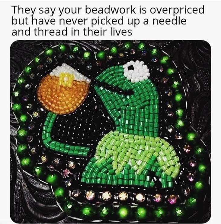 I tried brick stitch 3 times and every time it came back round so I promoted myself to customer. 

Never complain about beadwork prices. It's hard work and you're paying for materials, time, and craftsmanship. It's wearable art.