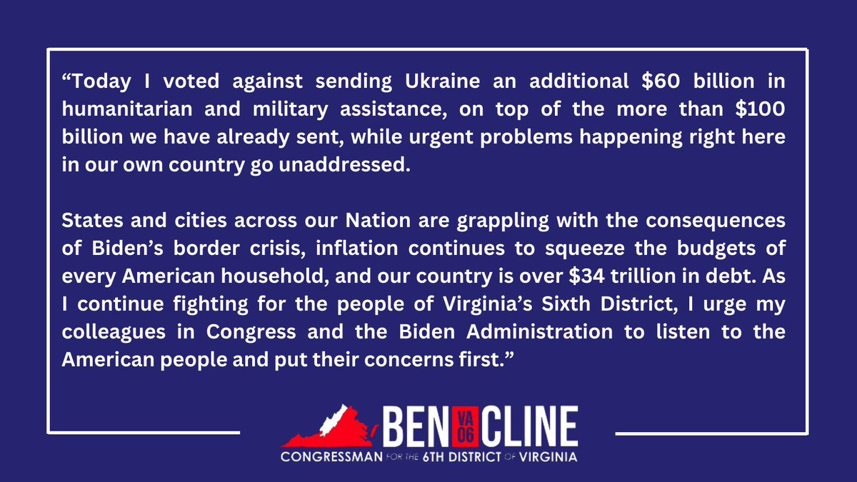 Congressman Ben Cline (@RepBenCline) on Twitter photo 2024-04-20 19:59:27