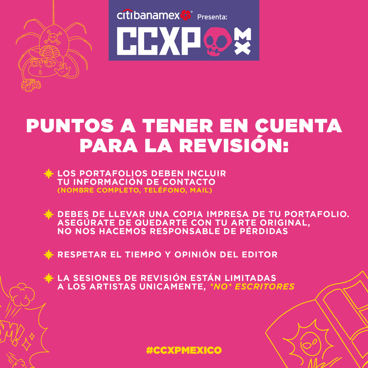 Impresiona con tu arte a las leyendas 🖌⭐ Rickey Purdin, Director Talent Relations de Marvel, estará en #CCXPMéxico buscando una nueva estrella Este 3, 4 y 5 de mayo, entre las 2:00 pm y las 4:00 pm, podrás mostrarle tu portafolio a este ejecutivo y recibir retroalimentación