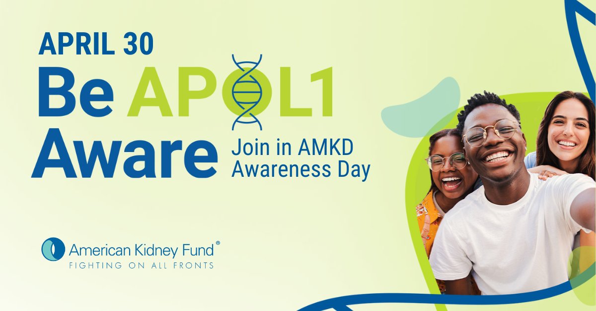 Everyone has two APOL1 genes. But for people with a certain variation of the APOL1 genes, there is an increased risk of developing APOL1-mediated kidney disease (AMKD). Help raise awareness by joining our efforts for AMKD Awareness Day on April 30: bit.ly/3IgH4sl