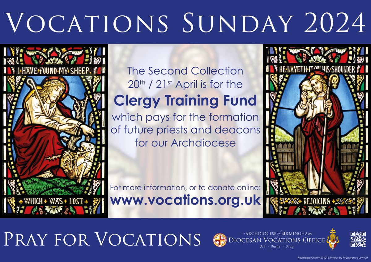Today is Vocations Sunday! We pray that more men hear Gods' call to serve as priests - shepherds for His people - as well for a greater awareness of all vocations in the Church. Our 2nd collection in @RCBirmingham is for our Clergy Training Fund. Thank you for you generosity!