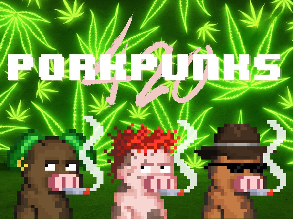 PorkPunks's tweet photo. High on life and pixel vibes. 
Happy #420 to all the chill PorkPunks out there! 🌿🎮 #PorkPunks https://t.co/lrVkho37Q6