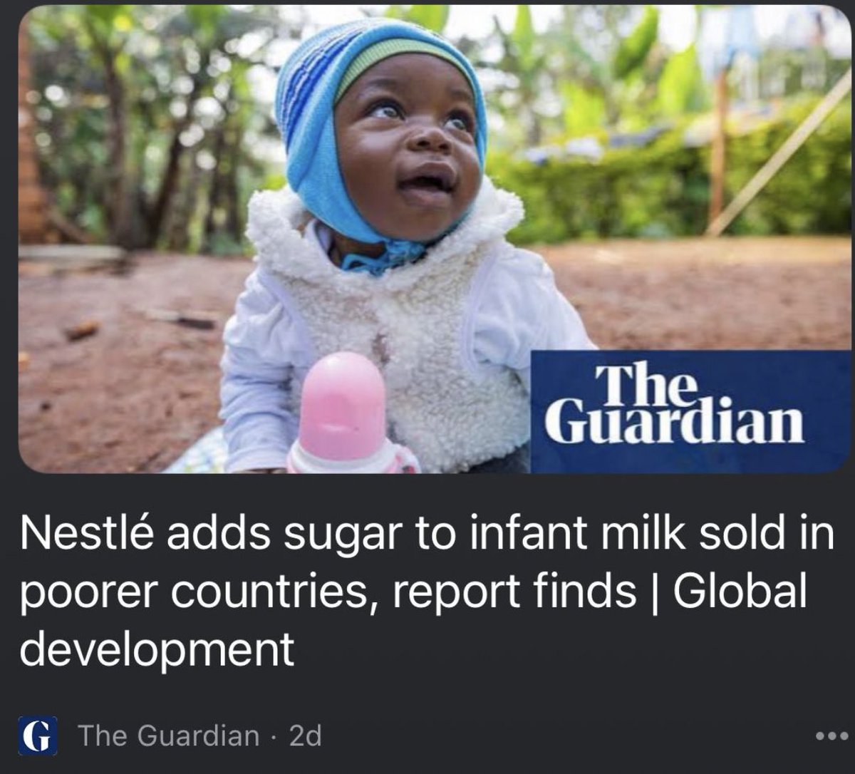Isn’t it interesting that every time they mention “poor” they have a black in sight? That aside, I have never trusted Nestle.