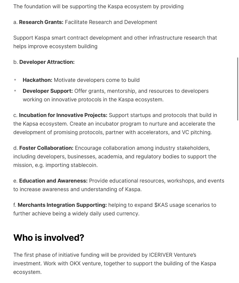 Formation of #kaspa ecosystem foundation

smart contracts, inscriptions, merchant adoption & much more comes to $kas

backed by IceRiver, Coinpal, OKX ventures & more  

Things are heating up🔥
heres a Preview👇

$avax $cfx $near $inj $dot $ada $trx $ftm $ton $apt $eth $iota $tia