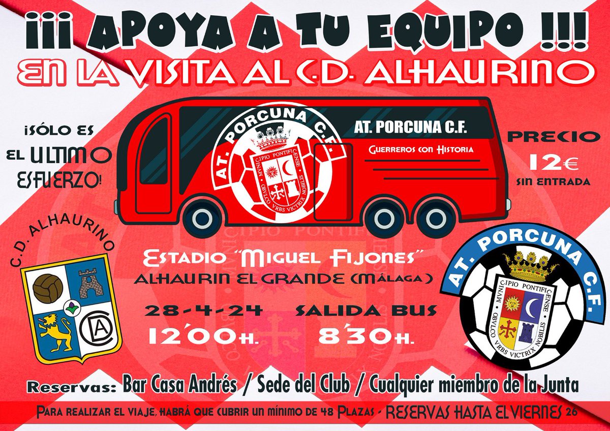 atporcuna's tweet photo. Durante el partido de mañana frente a Iliturgi podréis inscribiros para viajar el próximo domingo a Alhaurín el Grande con nuestro equipo !! 

Vamos Atleti, Vamos Afición ! Nos quedan tres finales y con vuestro apoyo venceremos 
♥️🤍♥️ https://t.co/OEpbPcywwU