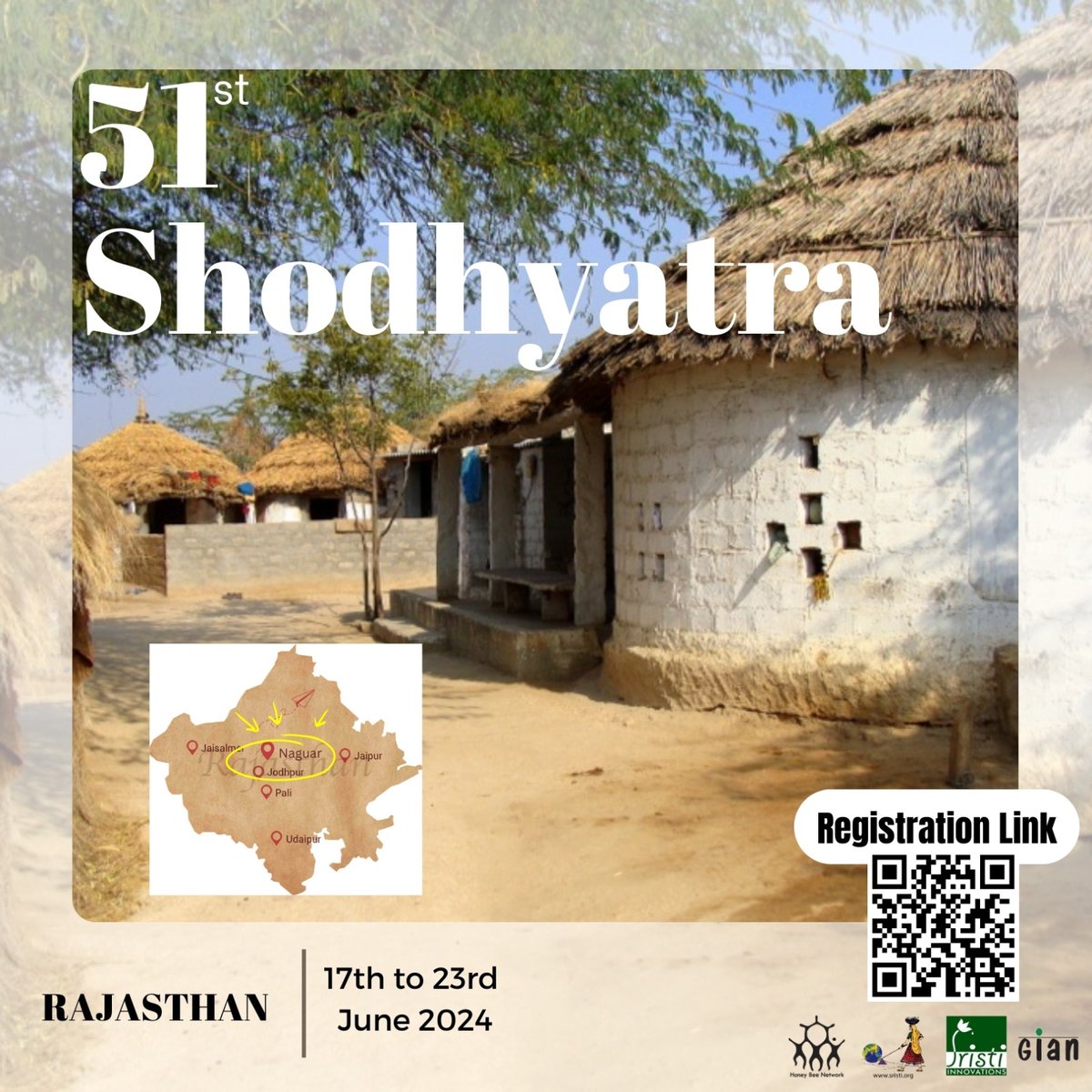 हमारी 51 वी शोधायात्रा राजस्था के नागौर जिले में आयोजित हो रही है। इस यात्रा में जुड़ने के लिए आमंत्रित करता हु। चलो मिलकर प्रयाेगधर्मी किसान और ग्रामीण आविष्कार से सीखे साथ साथ चार गुरु से सीखने की यात्रा। *51st Shodhyatra Registration Link* forms.gle/jLfmQC5H4iWqRJ…