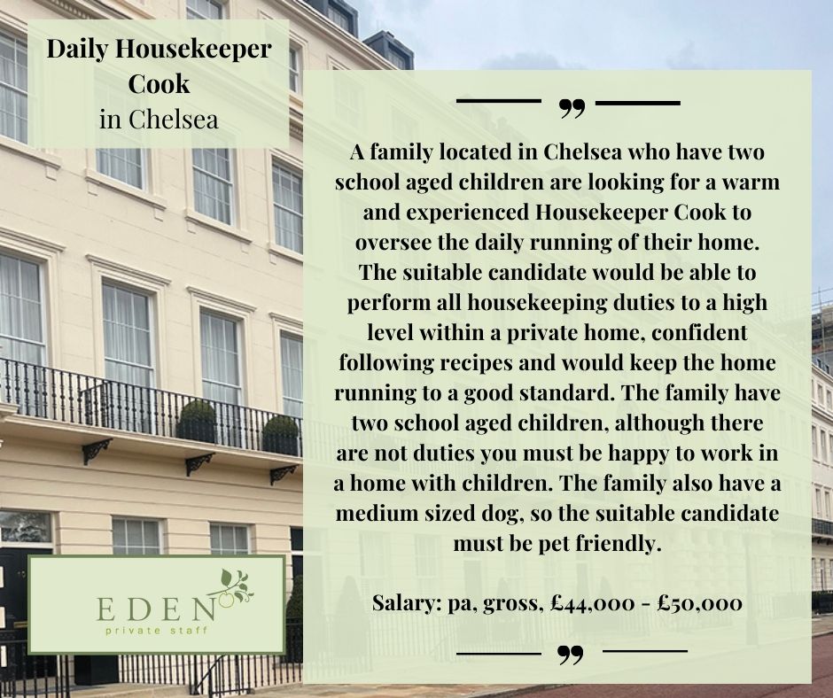 EdenPrivateStaf's tweet photo. Housekeeper Cook position in Central London – lovely working hours with a later finish!
https://t.co/RdsfJ8wvh3
#findahousekeeper #housekeeping #housekeepingagency #nannyagency #housekeepingjobs #housekeepercook #cookjobs https://t.co/ZGF7EAeKvT