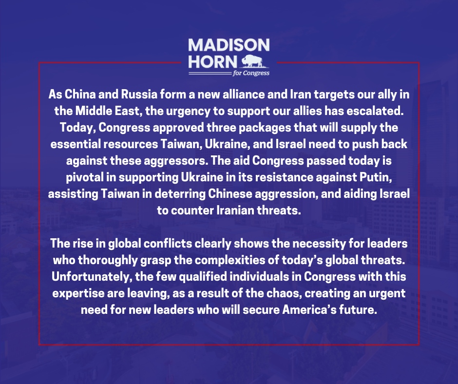 My statement on the passing of the Ukraine Security Supplemental Appropriations Act, Israel Security Supplemental Appropriations Act, and the Indo-Pacific Security Supplemental Appropriations Act.