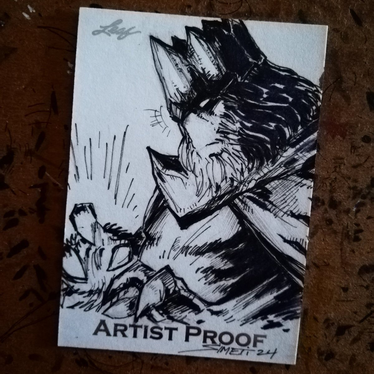 KING CRYPTID sketch card on a Leaf Artist Proof that I received years ago but never used 😅 I'll be auctioning this off tonight on the Alterna Art Auction on YouTube