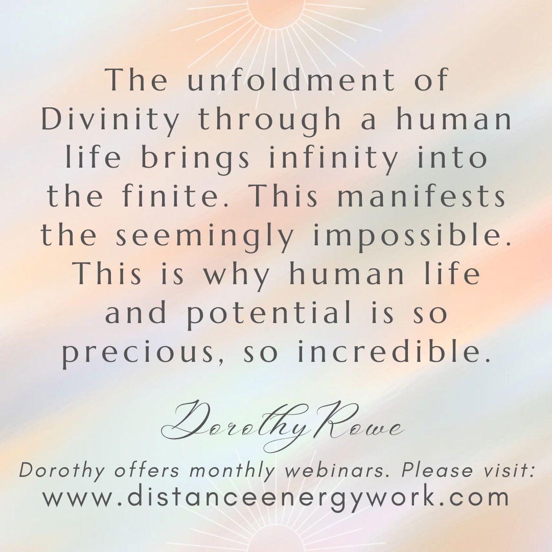 The unfoldment of Divinity through a human life.
distanceenergywork.com
#quote #dorothyrowequotes #spiritualquotes #healing #energyhealing #dorothyrowe #energywork #distanceenergywork #awakening #enlightenment
