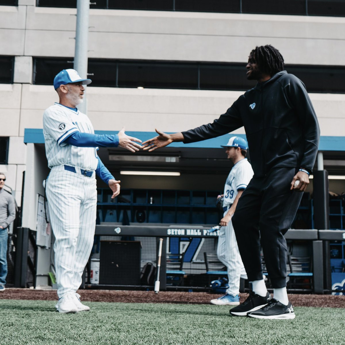 Special thanks to @JadenSayNoMore for showing love and throwing out our first pitch! #NeverLoseYourHustle | #HALLin 🔵🏴‍☠️⚪️
