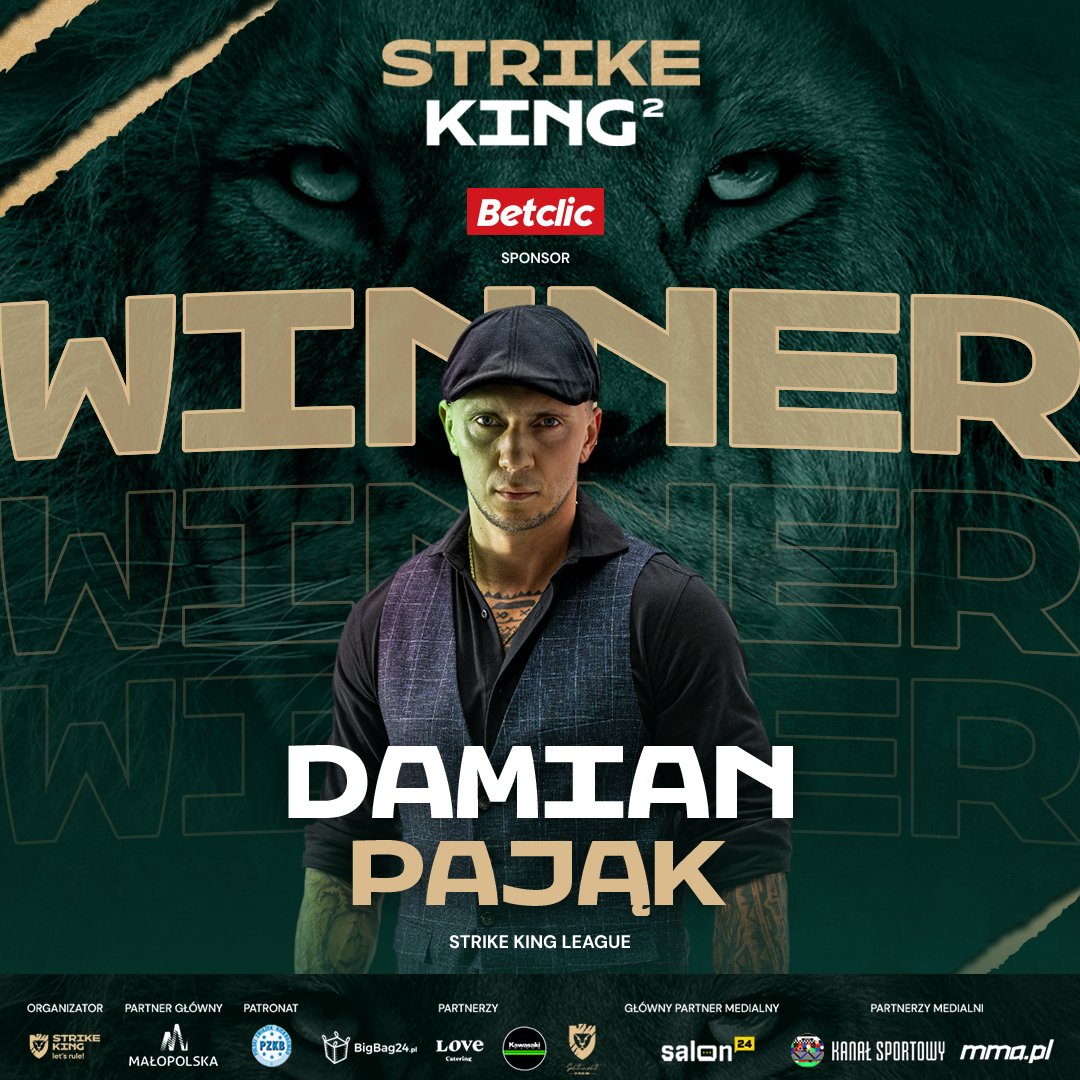 💥 Ależ to były emocje! Ostatecznie jednogłośną decyzją sędziowską zwycięża Damian Pająk! #StrikeKing2 #StrikeKing #letsrule #k1 #kickboxing #krakow #StrikeKingLeague