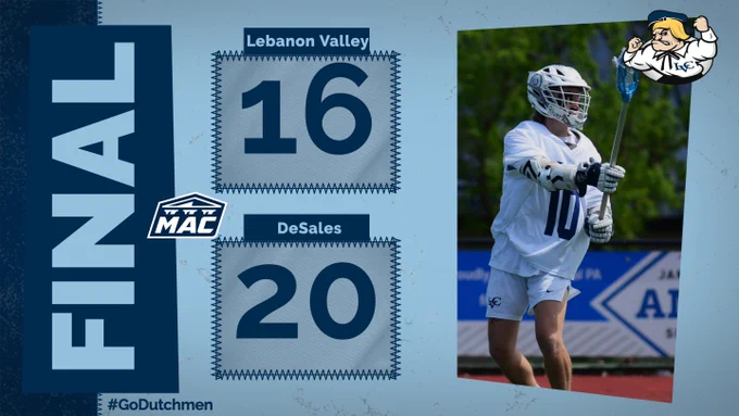 LVC Men's Lacrosse postgame graphic vs. DeSales