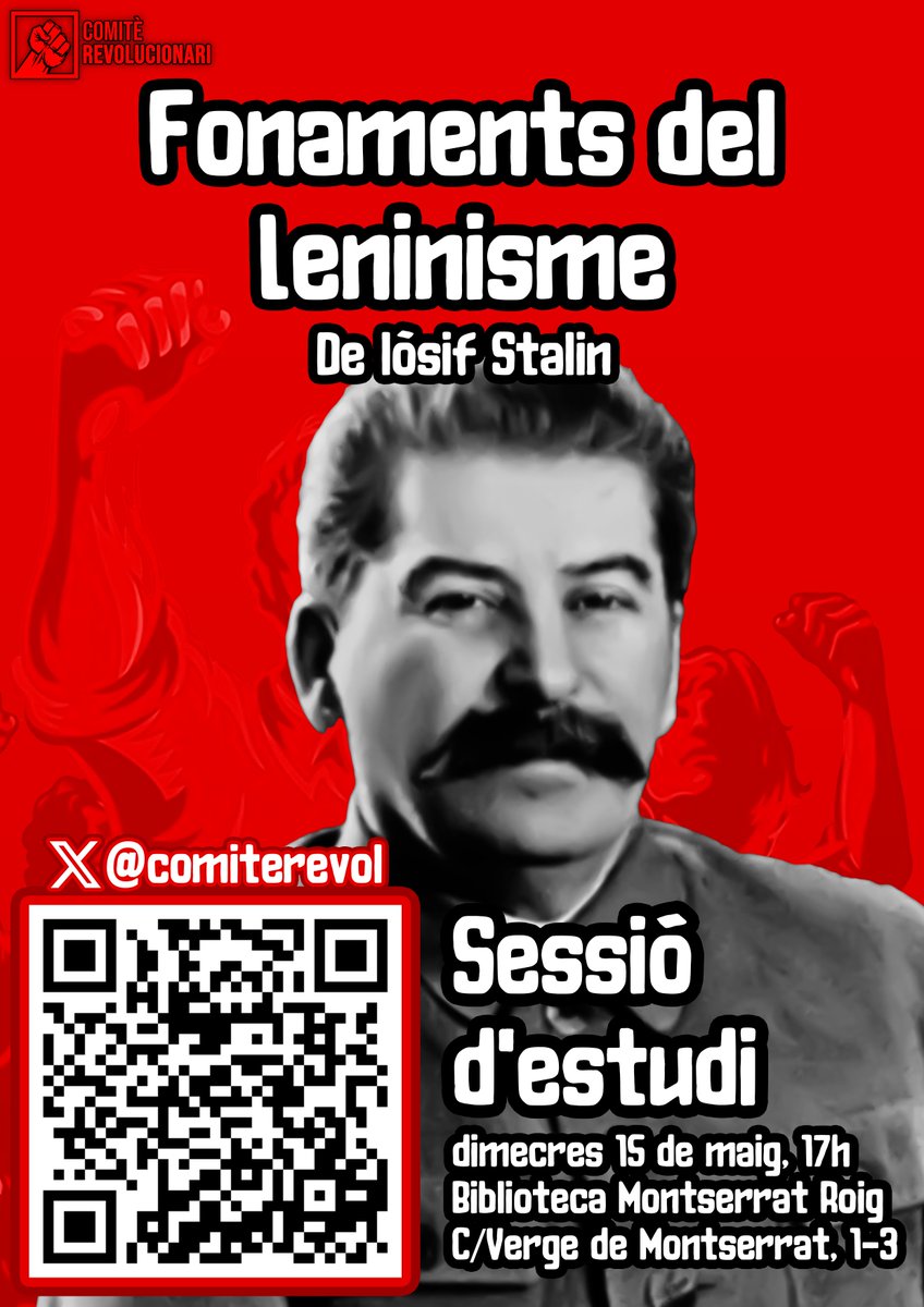 [Nova sessió!]
📕'Fonaments del Leninisme' de Iòssif Stalin, 1924. 

A la biblioteca Montserrat Roig a Sant Feliu de Llobregat (Carrer Verge de Montserrat, 1-3)! 📷15 de maig de 2024 a les 17h! 📷 📅