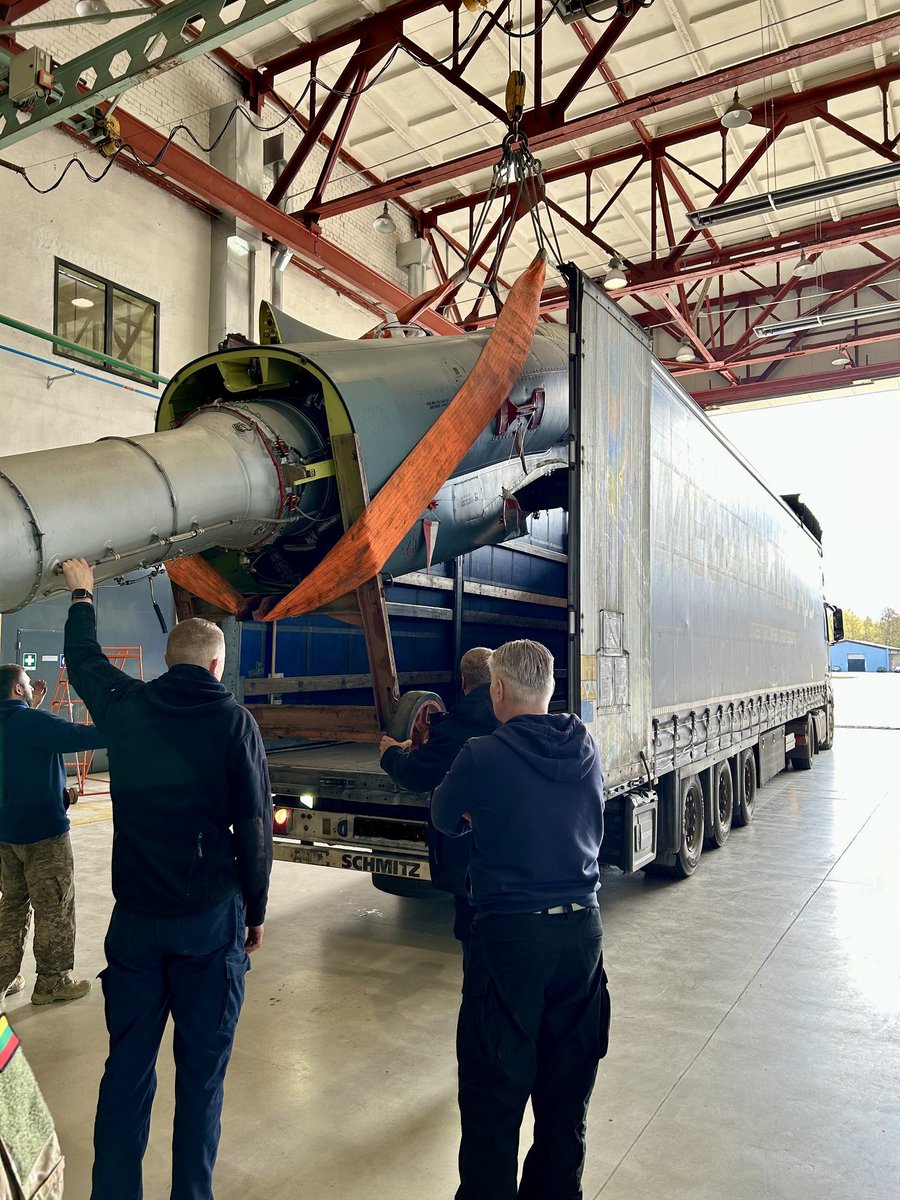 Earlier today, Lithuania delivered an L-39ZA Albatross to Ukraine. The light jet trainer had been disassembled, packed in a box truck, and shipped across the border into Ukraine.