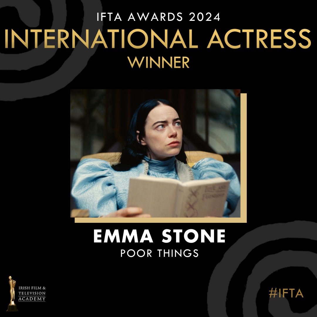 Congratulations to this year’s #IFTA Winner for International Actress: Emma Stone for her brilliantly original performance in @ElementPictures' Poor Things