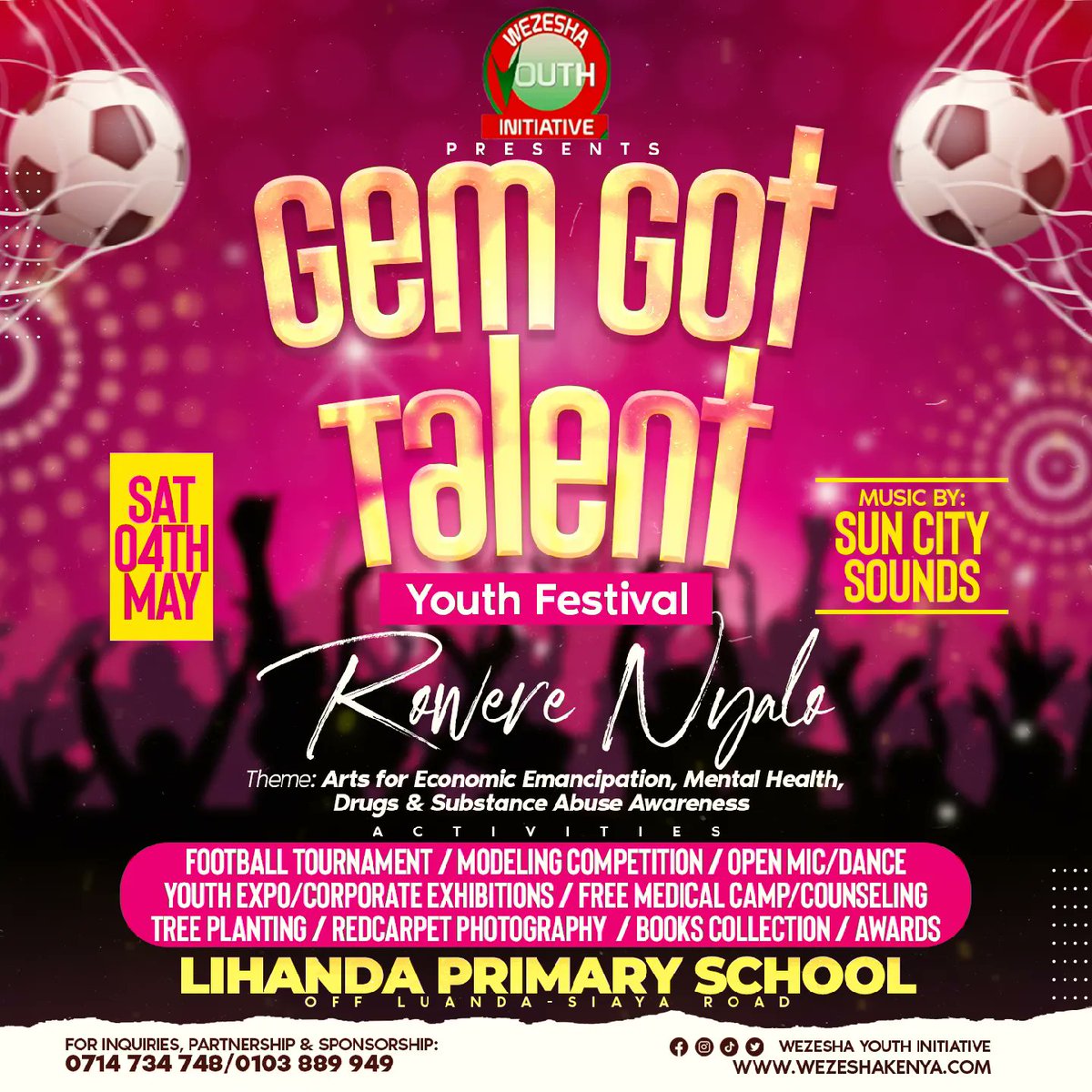 Wezesha Youth Initiative to hold a youth Festival dubbed Gem Got Talent , the event is seeking to tap rural talents , creation of awareness on Mental & Drugs and substance abuse awareness. #MentalHealthMatters #DrugsandSubstanceAbuse #stephenLetoo #UhuruKenyatta