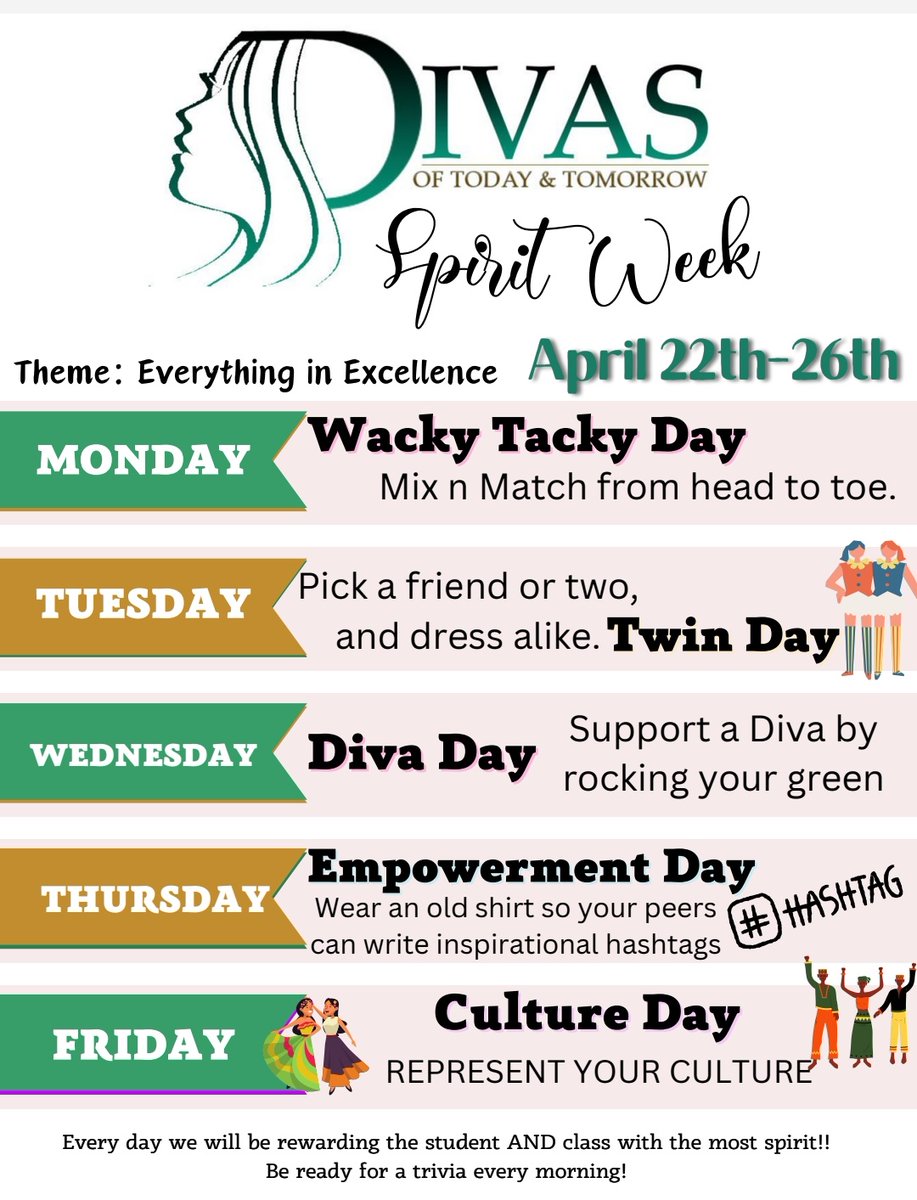 TTMS_APHenry's tweet image. Guess what?! 🗣 It's #DIVAWEEK at the Glen!! The Divas are showing up &amp;amp; showing out this week! We celebrate our Wildcat Divas today &amp;amp; every day! @msloganinspires #DivasofTodayandTomorrow  #ThisIsUs 💚💚💚