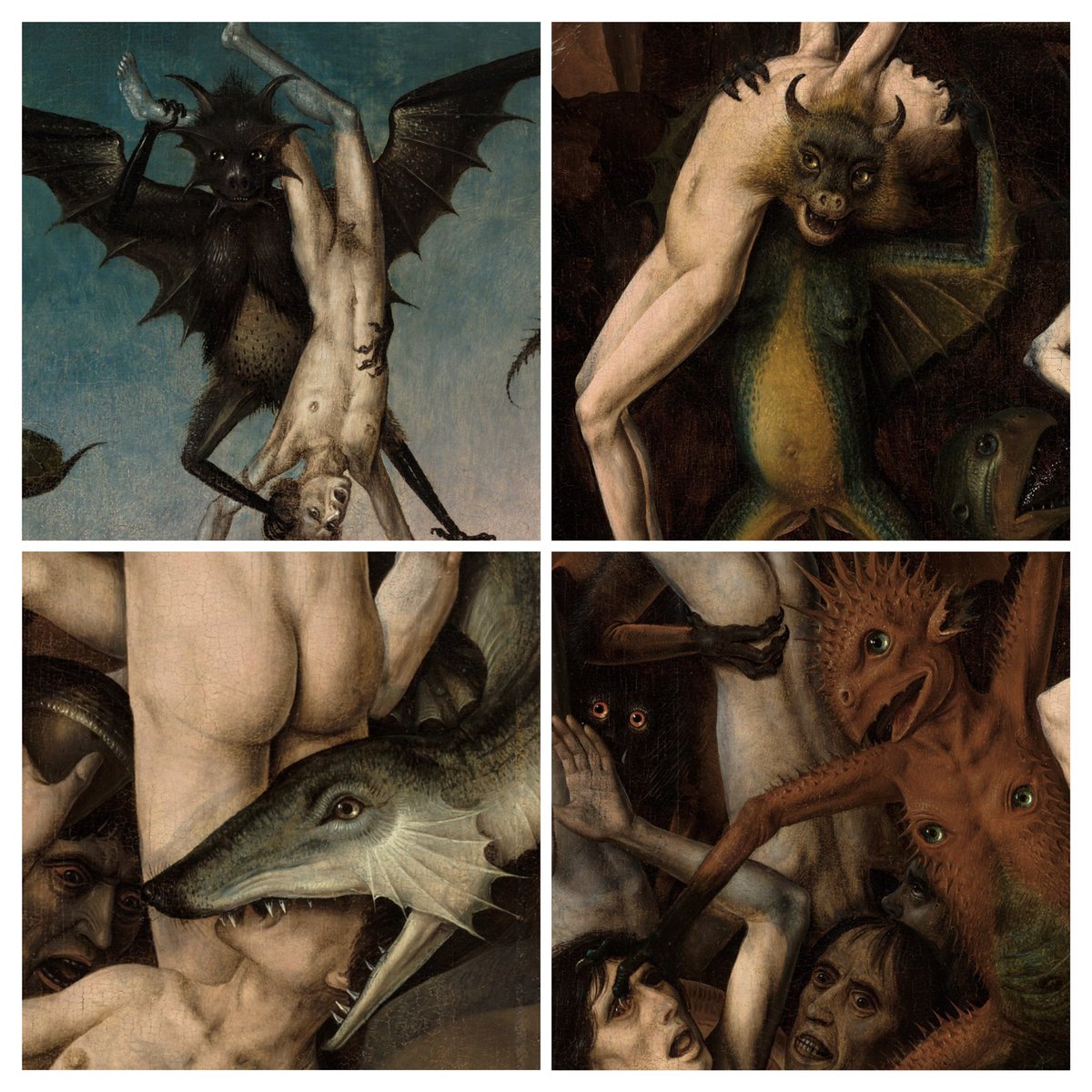 JuditVerdaguer's tweet photo. M’interessa la demonología medieval perquè la por al diable va ser un fenòmen social a l’Edat Mitjana.El  terror als turments infernals va esdevenir una arma poderosa de control de l’estament eclesiàstic. Estudiar les pors de les societats t’ajuda a entendre-les. Dirk Bouts, 1470 https://t.co/L5KQKeuOhL
