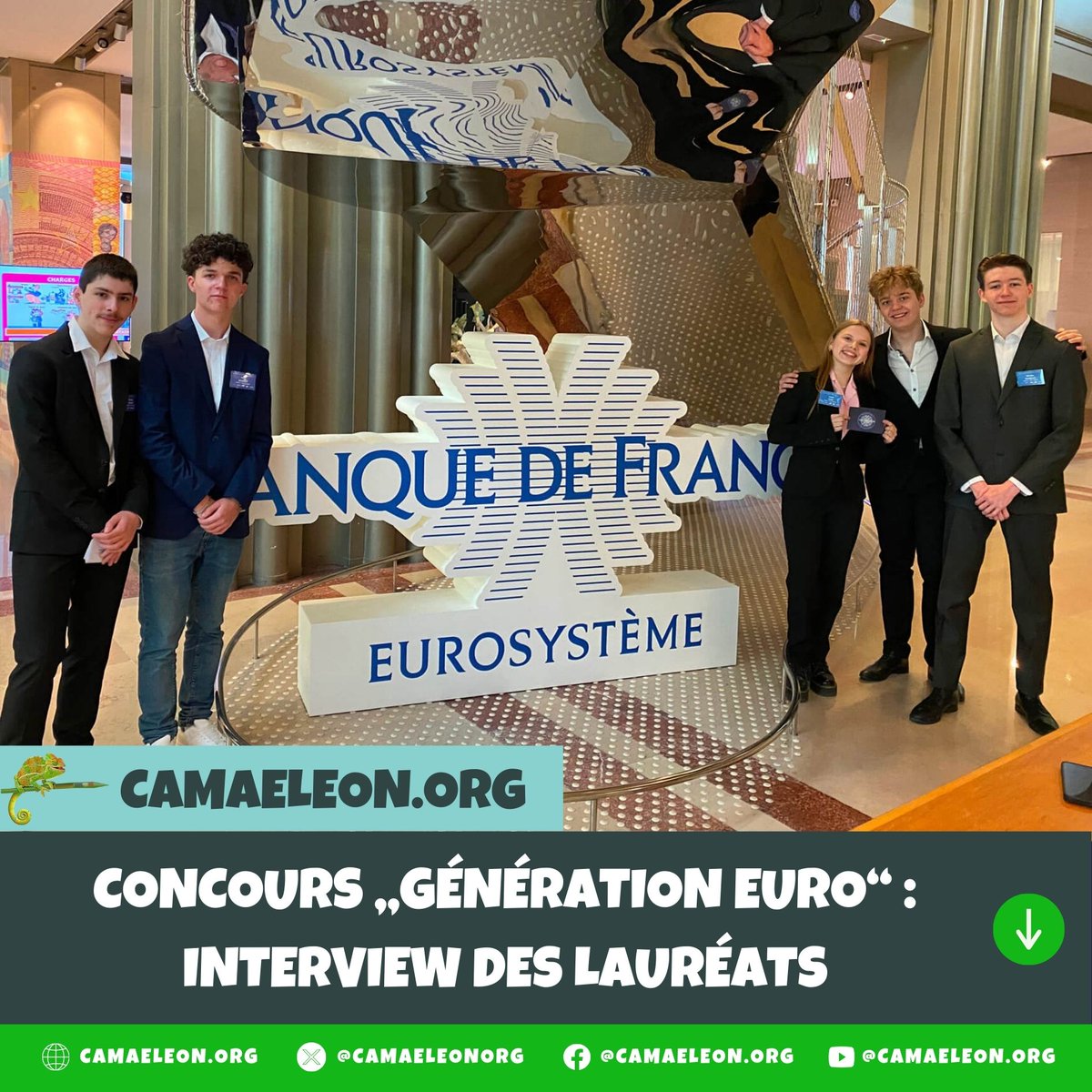 camaeleonOrg's tweet photo. Nous avons interviewé les heureux lauréats du concours „Génération Euro“, élèves du @DFGLFA , Nicolas François, Franck Staudt, Théo Schmidt, Anthony Jagielski  und Leela Tusel. 👉 https://t.co/yUkkyuQdhn https://t.co/kxORy1K58N