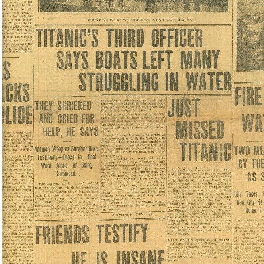 On this day 112 years ago, April 23, 1912, Original New Haven Union published an interview with RMS Titanic 's third officer Herbert Pitman. #HerbertPitman #Titanic2024 #RMSTitanic #TitanicMemorialMonth #Titanic112 #HistoricShipsNetwork #OnThisDay