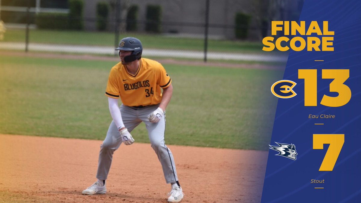 Blugolds with the W! Carson Windeshausen with two homers. Meuser with the win.