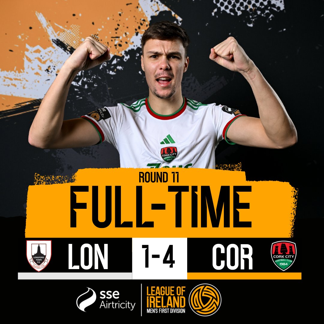 FT | SSE Airtricity Men's First Division

A comfortable win for Cork City thanks to braces from Charlie Lyons and Cian Coleman (cc: Cian Bargary 👀)!

#LOITV | #LONCOR