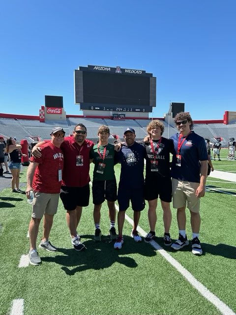 Had an amazing unofficial visit @ArizonaFBall and got to catch a practice. Thank you @coachBSanders18 and @CoachBrennan It was great seeing y’all again! #beardown #cats #wildcats #Arizona #springfootball