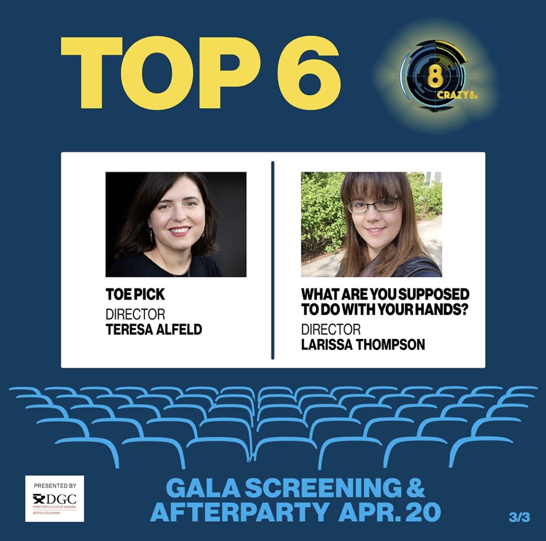 ✨🤩🍿🎱🎬🎟️✨ CRAZY8’s Gala Screening + Afterparty! TODAY in Vancouver! Celebrating 25 years! Gather with the BC film industry and see incredible films by stunning film talent! @DGCBC @Telefilm_Canada @UBCP_ACTRA Get your tix here! crazy8s.film #Crazy8sfilms24