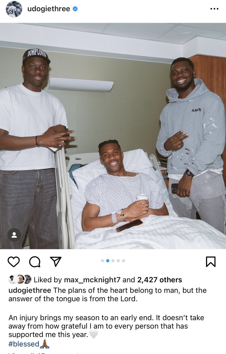 Destiny Udogie has announced on Instagram that his season is over after undergoing surgery