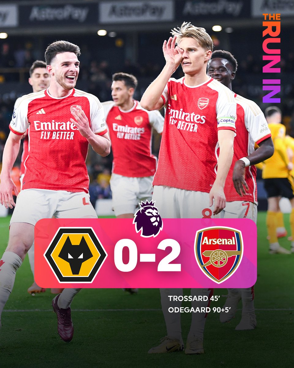 Three points for <a href="/Arsenal/">Arsenal</a>, and they return to the top of the Premier League table!

#WOLARS