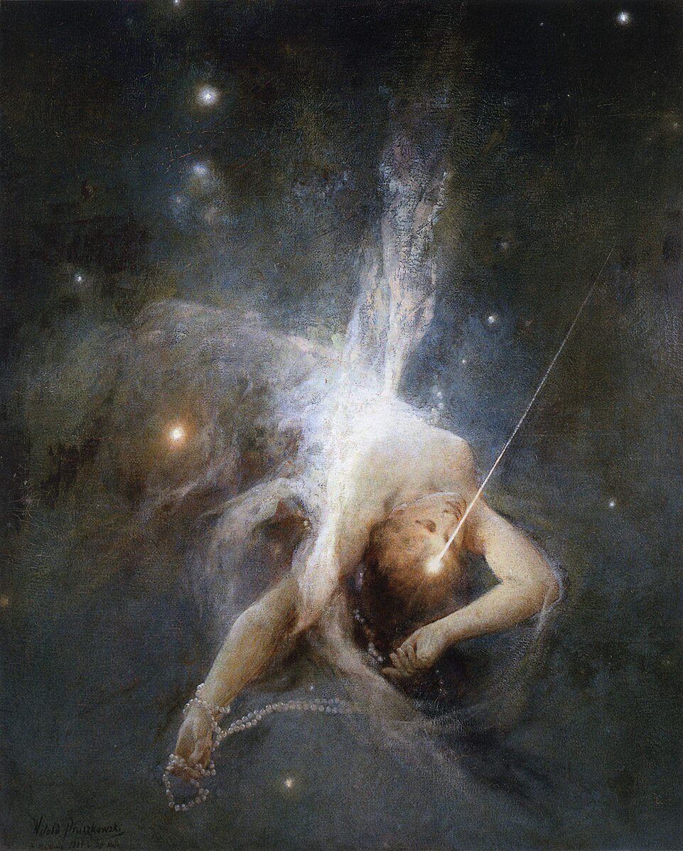 ‘The bright sun was extinguish'd, and the stars Did wander darkling in the eternal space, Rayless, and pathless, and the icy earth Swung blind and blackening in the moonless air’ ~ Byron. #BookWormSat 🧬🧫🧪 🖼️ Witold Pruszkowski