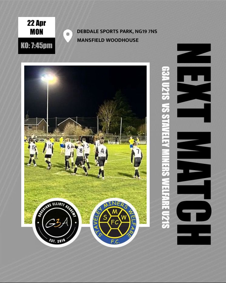 AcademyG3a's tweet image. FINAL game of the season. 

G3A FC vs Staveley MWFC. 
Monday 22nd April. 
7:45pm KO. 
Debdale Park Sports &amp;amp; Recreational Club. 
FREE entry. 

Come and support our U21’s in their final home game of the season. 

One. Last. Dance.