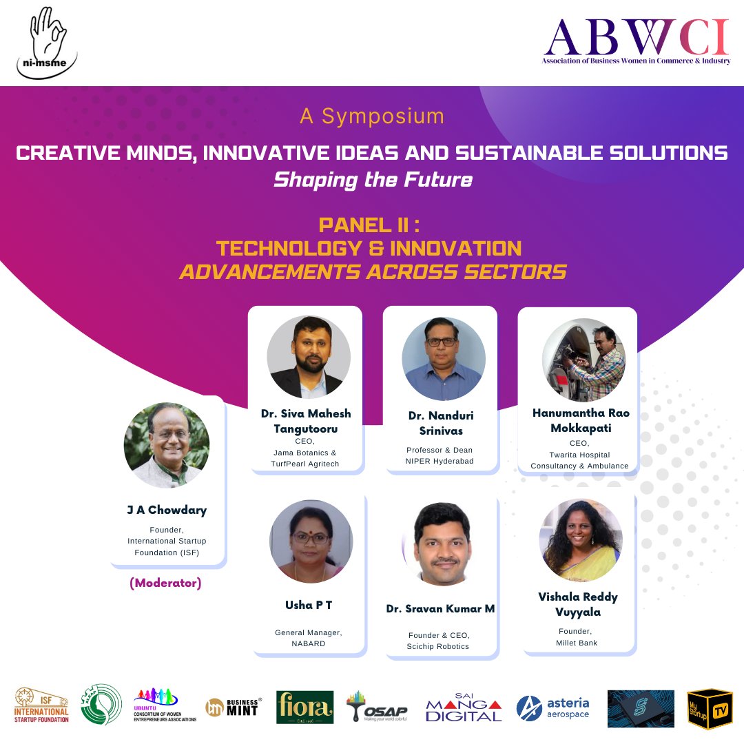 Meet the thought leaders who will be sharing their insights at the panel 'Technology & Innovation: Advancements Across Secrors' at the symposium, 'Creative Minds, Innovative Ideas and Sustainable Solutions - Shaping the Future'. 🤝✨