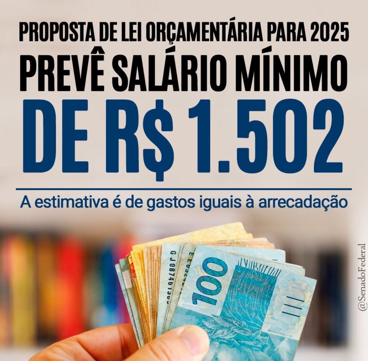 A LDO enviada pelo Governo @LulaOficial prevê um salário mínimo em torno de R$ 1.502,00. Isso reflete o compromisso do nosso governo com a política de valorização do Salário Mínimo.