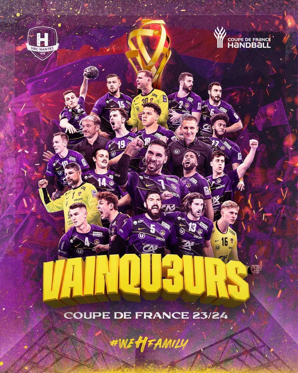 𝐂'𝐄𝐒𝐓 𝐅𝐈𝐍𝐈𝐈𝐈 ! 🏆

Immenses, les Violets s'imposent face au PSG Handball et peuvent exulter (31-23) ! 🟣🟡

Le HBC Nantes remporte sa 3ème Coupe de France et conserve son trophée, le #PeupleViolet explose 😍

#UnMurVioletAbercy #HBCNPSG