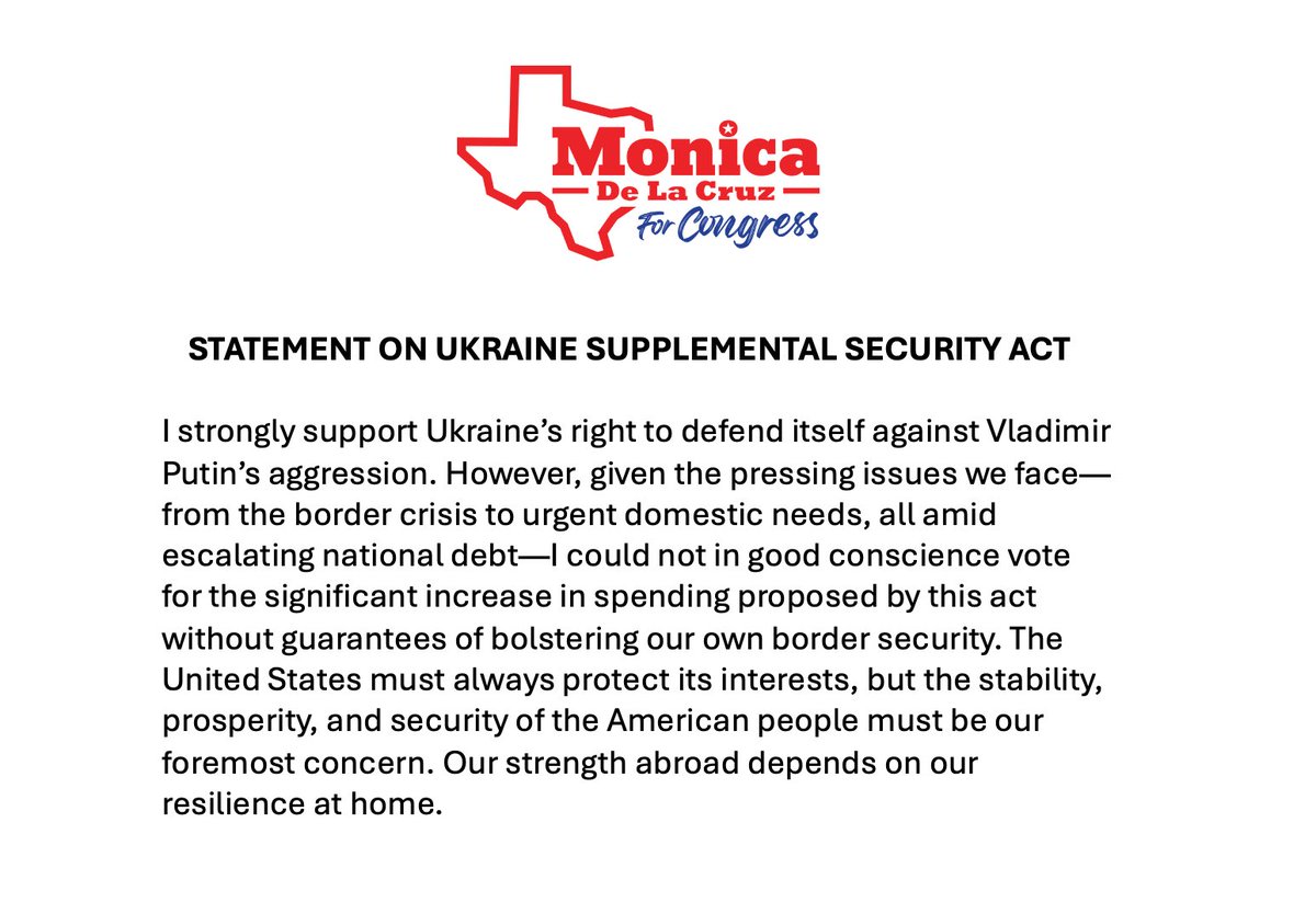 I strongly support Ukraine’s right to defend itself. However, given the pressing issues we face—from the border crisis to urgent domestic needs, all amid escalating national debt—I could not in good conscience vote for the significant increase in spending proposed by this act.