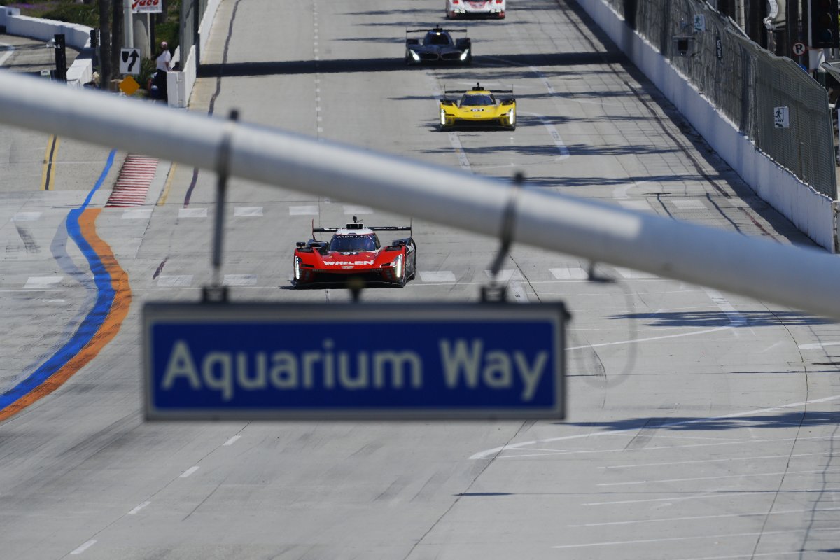 Pipo Derani giving directions to the rest of the field so far in Long Beach. @IMSA | @GPLongBeach