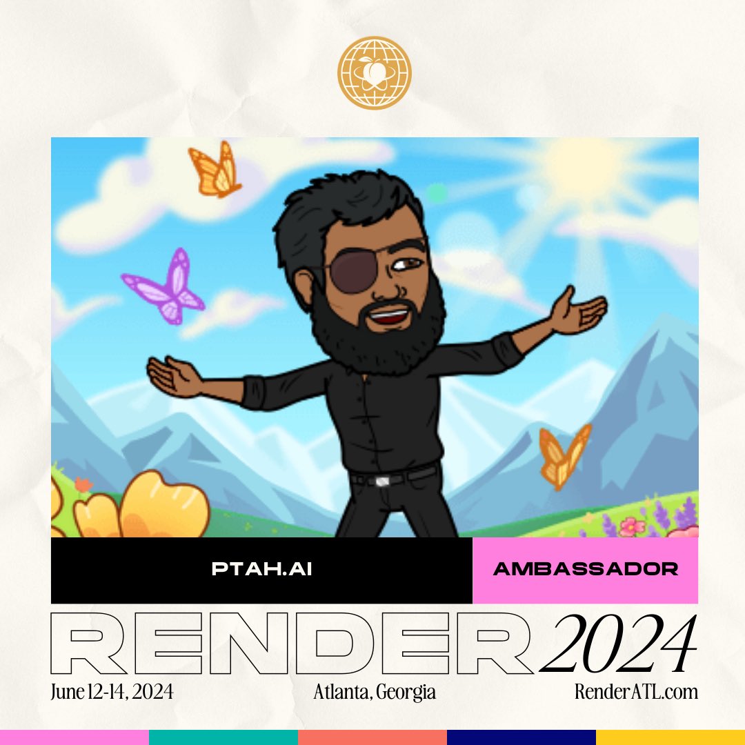 ptahdunbar's tweet photo. Peace peace @RenderATL β issa beautiful day to RSVP to #renderATL24
Dm for tix on the low
#RenderAmbassador https://t.co/LctkSZ4sSw