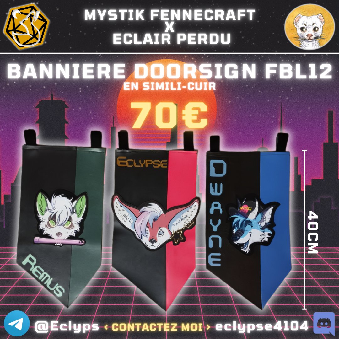 fennecraft's tweet photo. Une nouvelle collaboration avec Eclair Perdu! ✨
Cette année pour la @FBlacklight, on vous propose des bannières custom en plus d'autres choses à venir~
Hésitez pas a me contacter si vous avez des questions ou souhaitez commander :D https://t.co/hhx64pu7eB