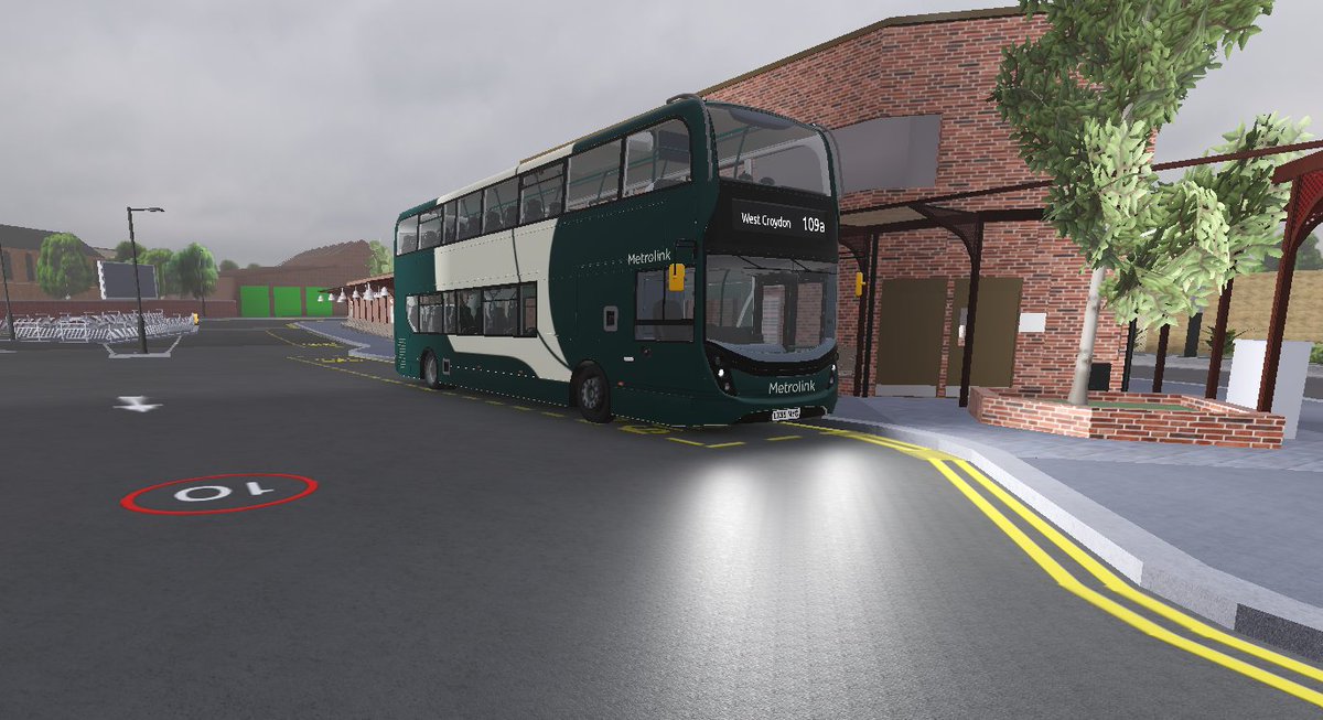 ARTCroydon's tweet photo. I was on our shared 109a route today on behalf of @MetrolinkBus. I also took the time to get a feel for the new tires that were put on the MMC fleet and I'd have to say that they improve the traction and control of Metrolink's buses! #CroydonRoblox #ROBLOX #Transportation https://t.co/h40J7bBUQC