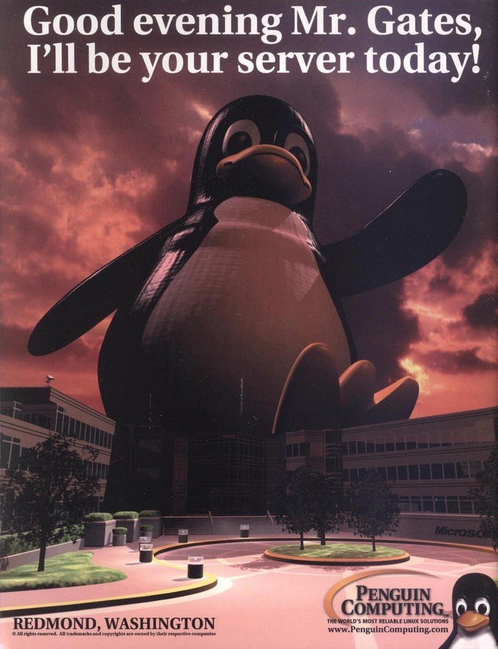 nixcraft's tweet photo. Penguin Computing ad from the Maximum #Linux magazine (October 1999). https://t.co/QccTWp1nP6