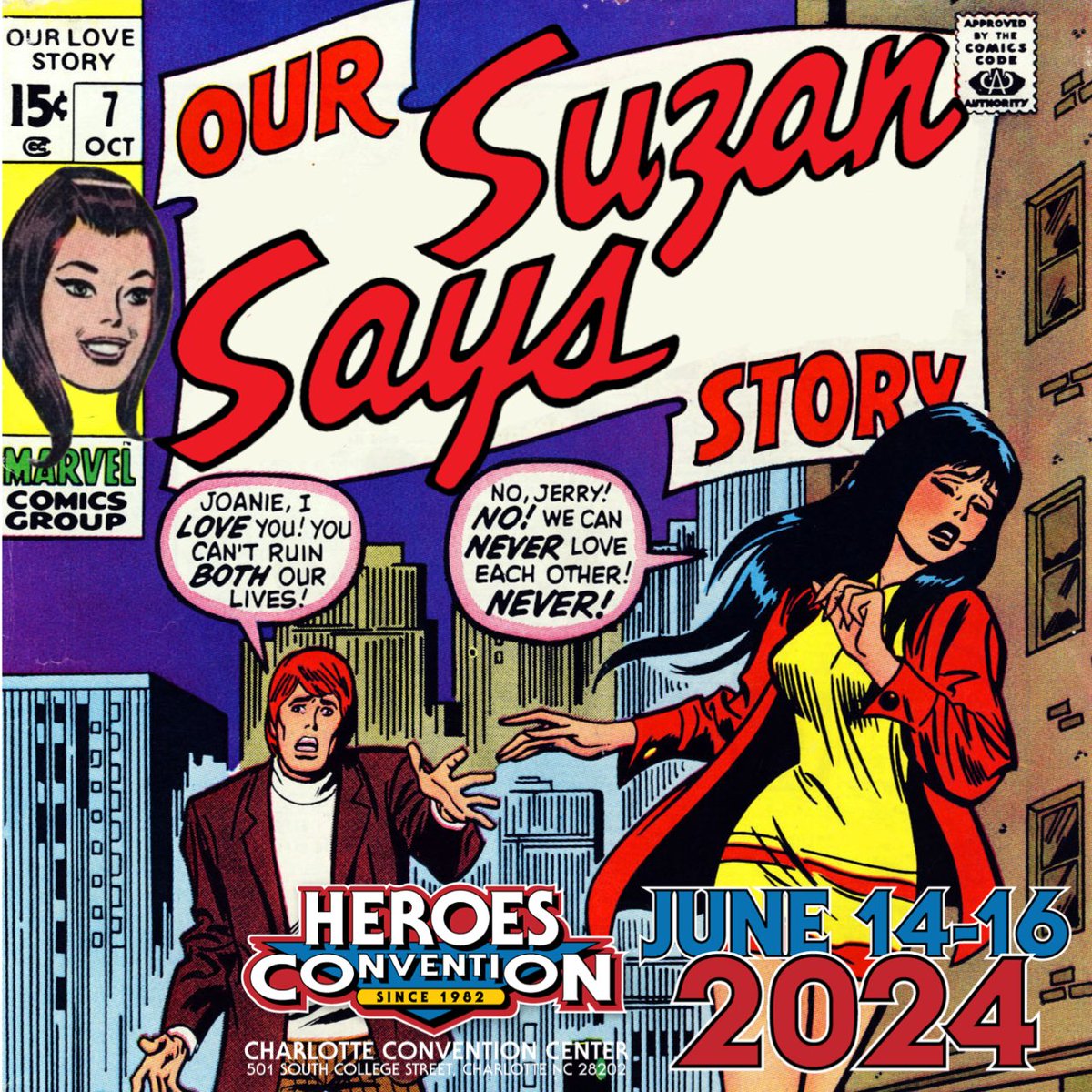 Marvel's romance comics advice maven SUZAN LANE LOEB is making her triumphant return to HeroesCon, June 14-16! Which is great, because I still ain't acting right! #suzansays #marvelinthe70s #marvelromance Tickets: heroesonline.com/heroescon/tick… Guest List: heroesonline.com/heroescon/feat…