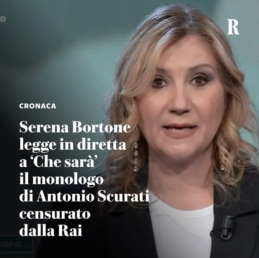 Brava #SerenaBortone che legge il monologo scritto da Antonio Scurati che la Rai non ha voluto mandare in onda. Un atto di indipendenza, come lo è stata la denuncia di questa mattina. Molto grave che Giorgia Meloni, Presidente del Consiglio, tenti di screditare e intimidire un…