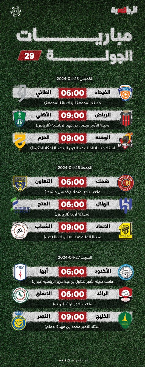 #دوري_روشن_السعودي 🇸🇦 📆 الخميس.. 3 مباريات في افتتاح الجولة 28