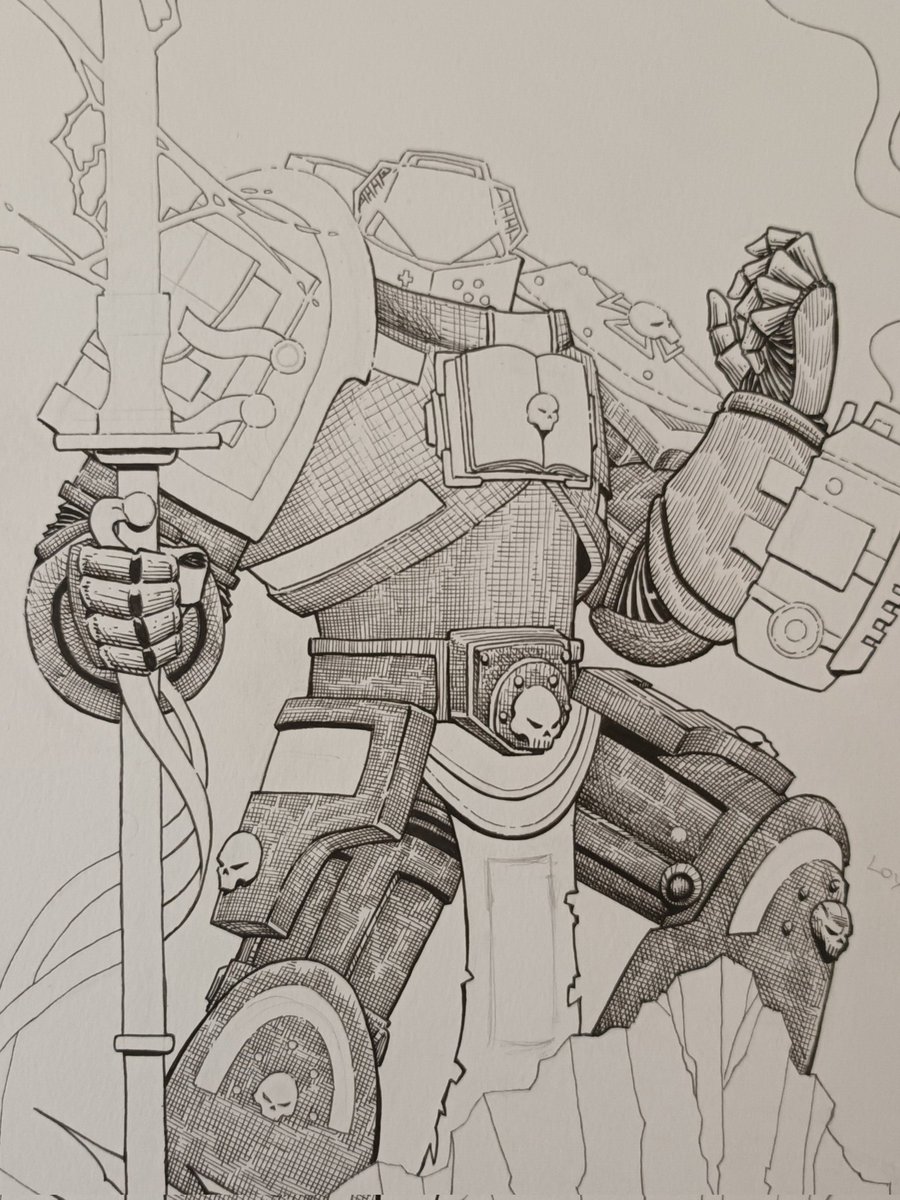 Here's today's progress!!  I'm currently working on this Warhammer 40K piece for @HailLeroi and I inked this LIVE this morning! Check out the video below and sub to his channel!!

#ArtShare #ArtPortfolio #ArtistOnTwitter #ComicbookArt #rtArtBoost