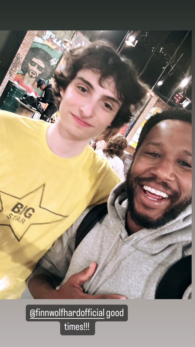 Finn Wolfhard with artist Cory Henry, yesterday. 📸: coryhenry via IG stories